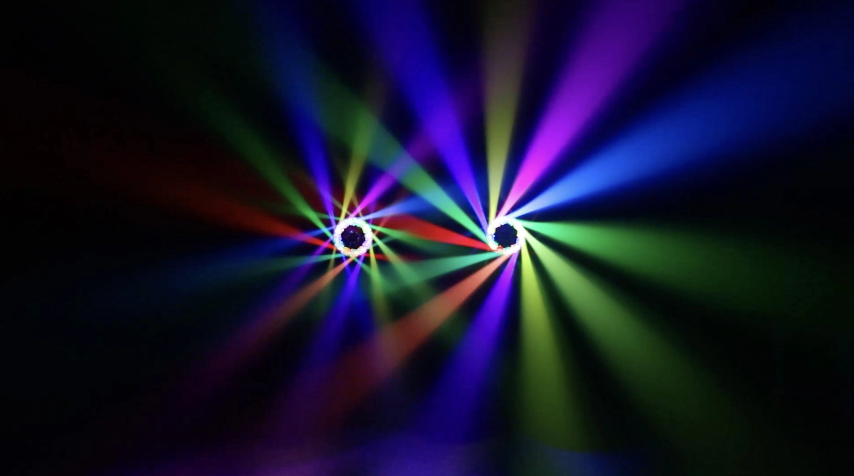 GML B-EYE 1940 LED Moving Head — kaleidoscope effect, multicolor radial light pattern